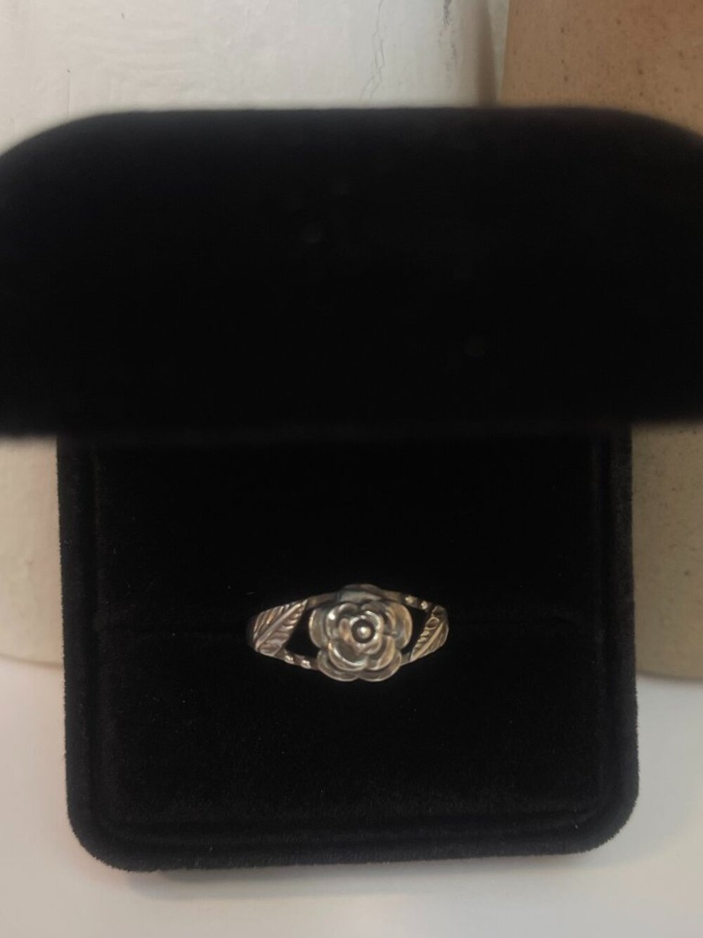 925 Sterling Silver Rose Ring Size 8 Floral Vintage Artisan Boho Romantic Ring